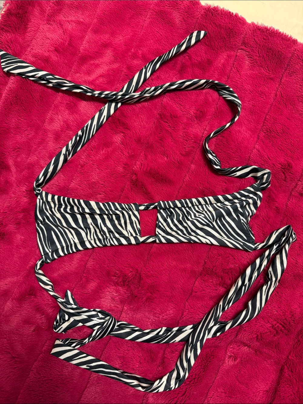 Strawberry Milk Mob Zebra Print Bikini Top - Black & White